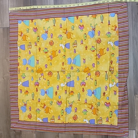 Handmade baby blanket stripes frog fish birds - Picture 1 of 8